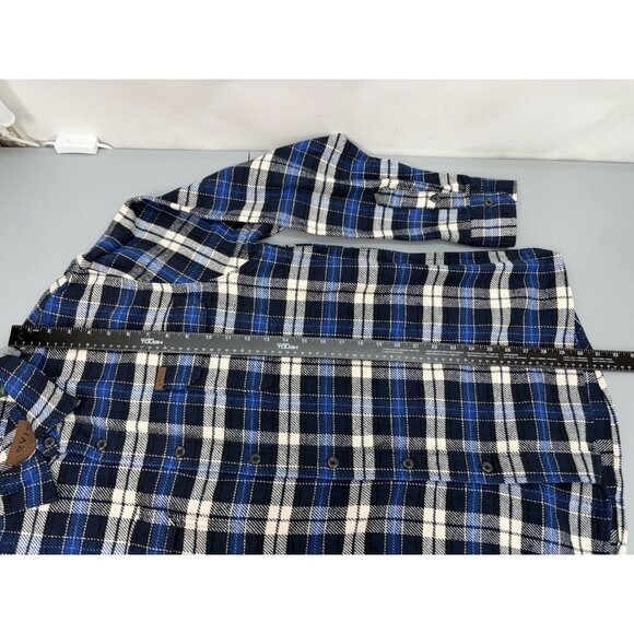 Orvis Big Bear Shacket Shirt Jacket Heavyweight Flannel Plaid Blue Mens L - Picture 11 of 12